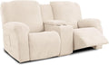 Recliner Loveseat Covers with Console, 6-Piece Stretch Geometric Strokes by Unknown