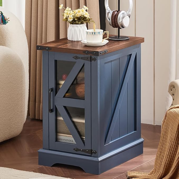 Joaxswe Farmhouse 14'' Side End Table Set of 2, Narrow Night Stand - Image 2