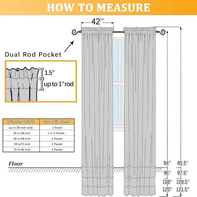 Gwine Cream Valances for Windows, Small Light Filtering Rod Pocket Cafe Valance - Image 9
