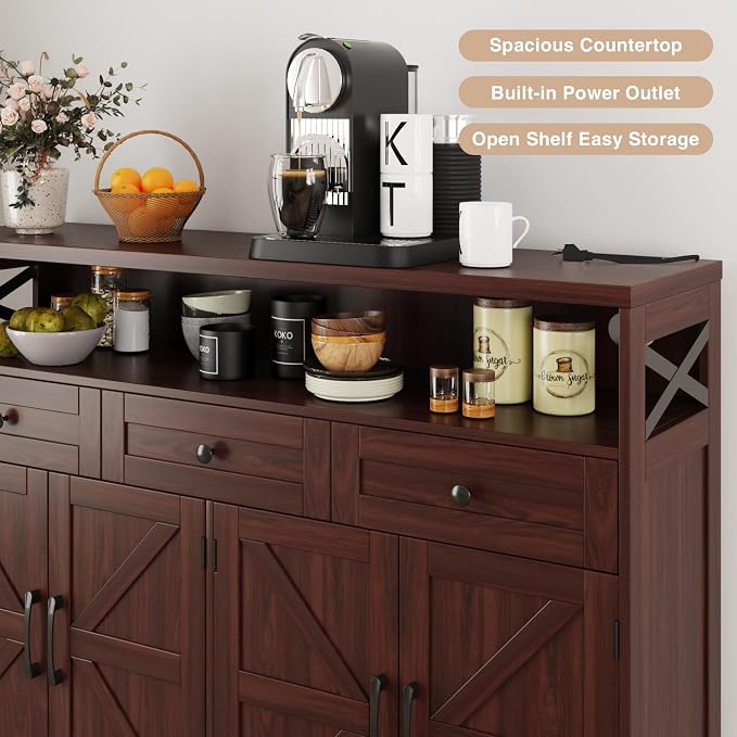 Befrases 52" L Modern Farmhouse Sideboard Buffet Cabinet, Kitchen Pantry Hutch - Image 6