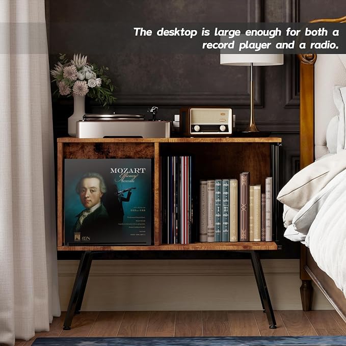 Faesun Flip Top Record Player Stand, Large Turntable Stand Holds up to 150+ - Image 5
