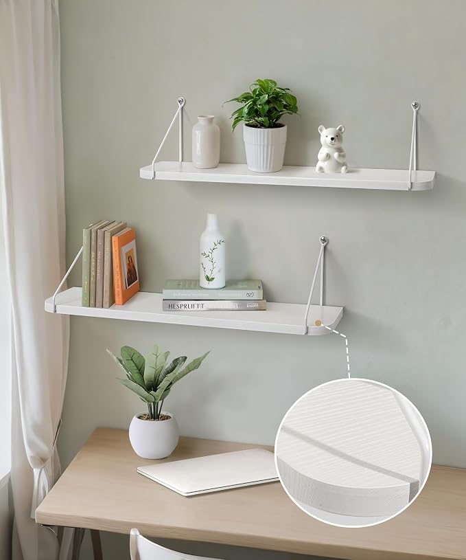 Afuly White Floating Shelves, 24 inch Long Shelves - Image 4
