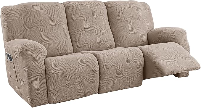 5-Piece Recliner Sofa Covers, Stretch Geometric Strokes Jacquard Recliner Sofa by Unknown