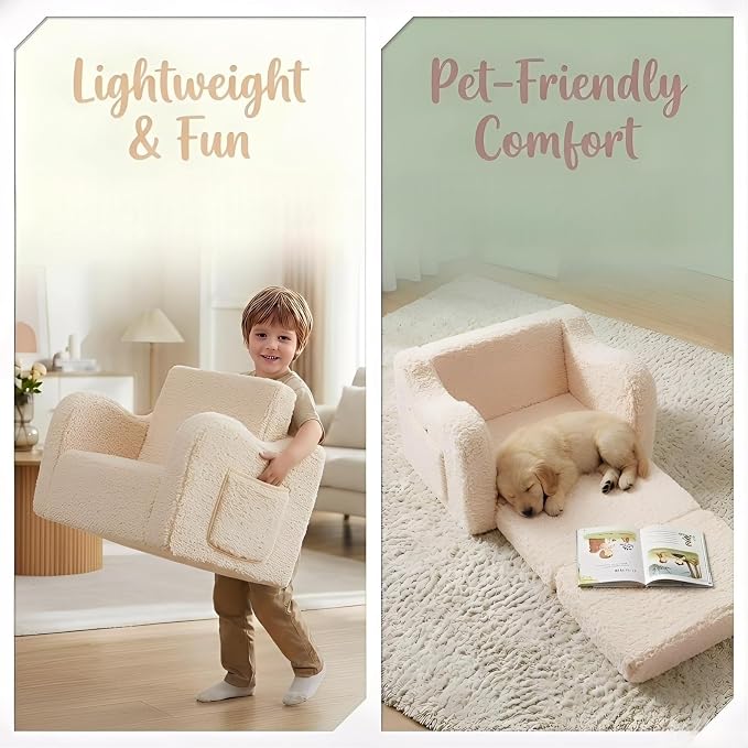 MOMCAYWEX Kids Sofa, 2-in-1 Flip-Out Foam Couch - Image 6