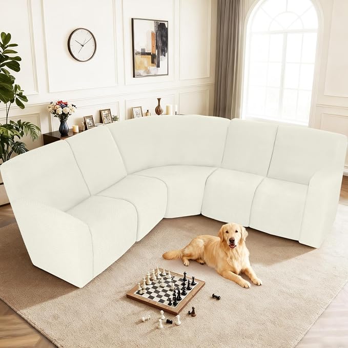 ALIECOM 100% Waterproof Recliner Sectional Couch Covers L Shape Stretch Corner - Image 2