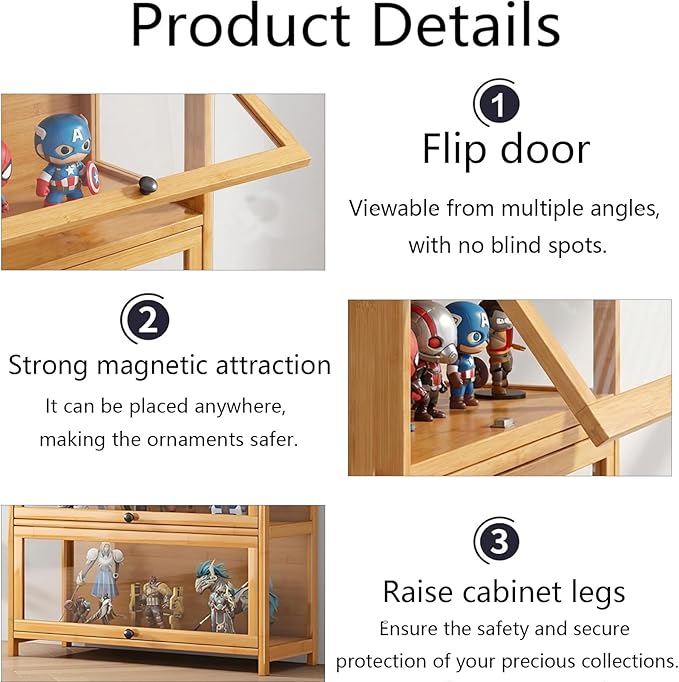 Display Cabinet with Acrylic Door, 5-Tier Curio Cabine, Collectibles Toy - Image 3