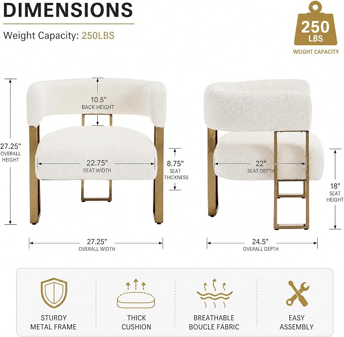 Barrel Accent Chairs Set of 2, Modern Side Chair - Image 2