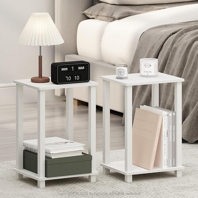 Furinno Simplistic Night Stand Set of 2, 2-Tier Small Nightstand by Furinno-FitsYourSpaceFitsYourBudget
