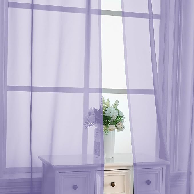 OVZME Lavender Sheer Curtains 84 Inches Long 2 Panels - Image 5