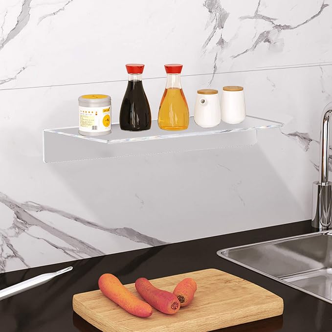 Weiai Clear Acrylic Shelves 12 Inch, Floating Wall Mounted Shelf - Image 7