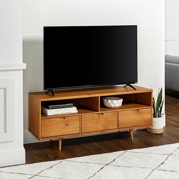 Walker Edison 3-Drawer Mid Century Modern Wood TV Stand - Image 2