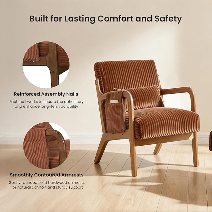 DUMOS Mid Century Modern Accent Chair, Upholstered Armchair - Image 6
