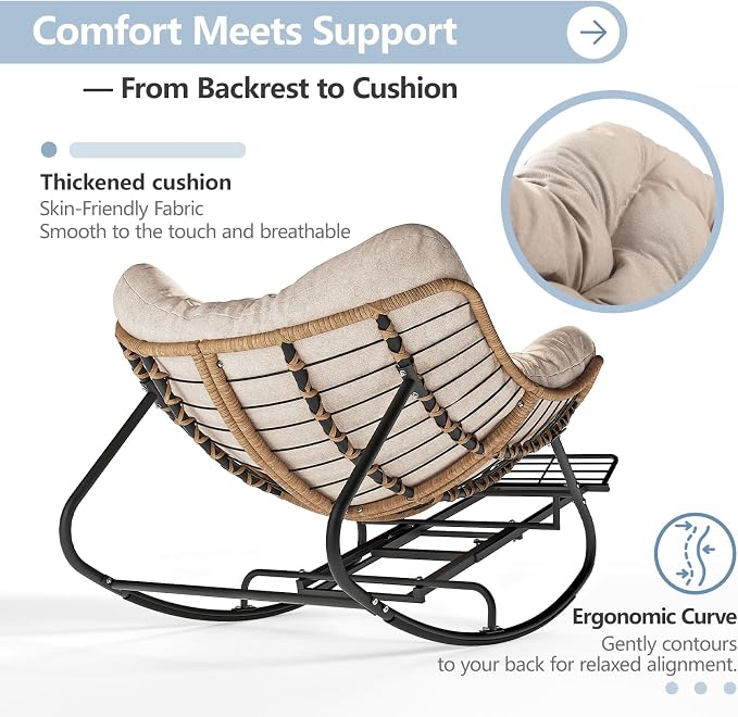SWITTE Outdoor Papasan Rocking Chair - Image 6