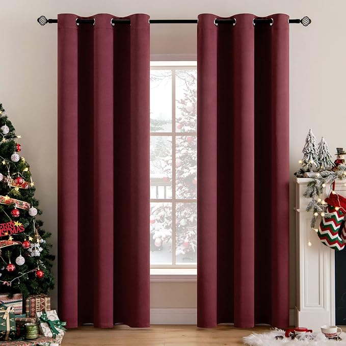MIULEE Christmas Blackout Curtains, Room Darkening Thermal Insulated Drapes by MIULEE