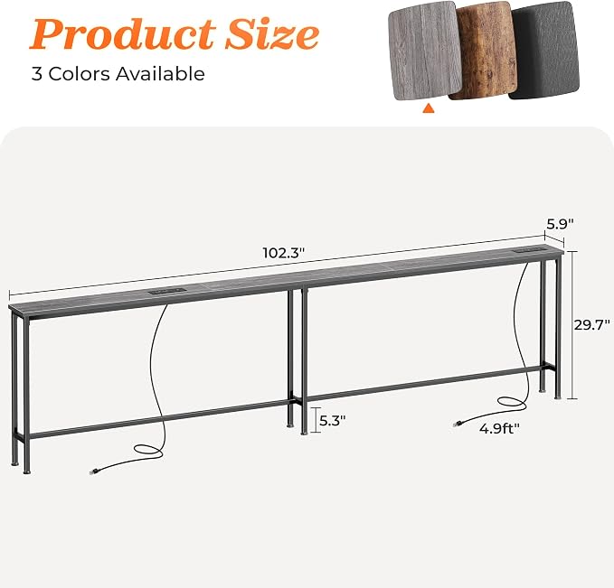 SUPERJARE 102 Inch Sofa Table - Image 3
