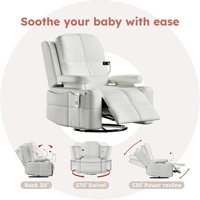 MAMAZING Lullapod Power Nursery Recliner Rocking Chair, Triple Motor Power - Image 6