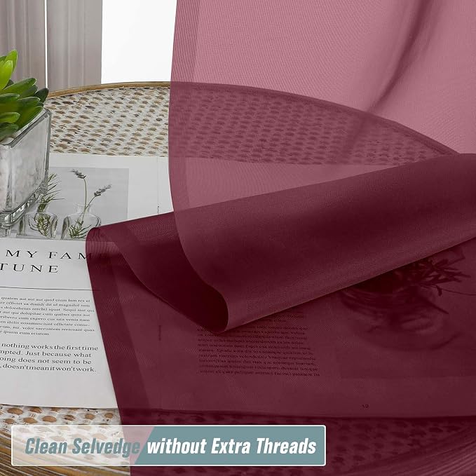 Extra Wide Sheer Curtains for Windows 108 inches Long, Lightweight Light - Image 2