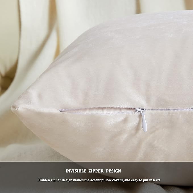GIGIZAZA Beige Pillow Covers 24x24: Pack of 2 Throw Pillows Soft Solid Covers - Image 4