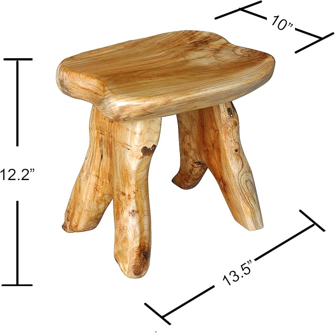Greenage Cedar Roots Wooden Stool Naturally Shape 10" x 13.5" x 12.2" H Wood - Image 2