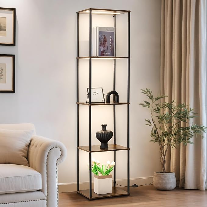 Tall Display Shelf with Lights, Dimmable LED Display Cases by Vitnucrol