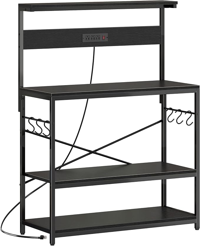 SUPERJARE Bakers Rack with Power Outlets, Microwave Stand, 39.4 X 14.3 Inch by SUPERJARE