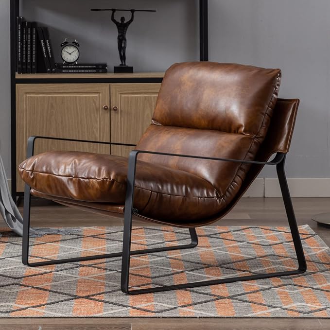 LukeAlon Modern PU Leather Accent Armchair, Upholstered Soft Living Room Chair by LukeAlon