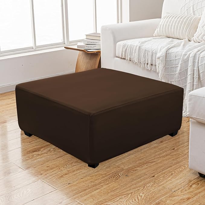 Super Stretch 40x40x15 inch Square Ottoman Cover- Soft Form Fit Ottoman Cover - Image 2