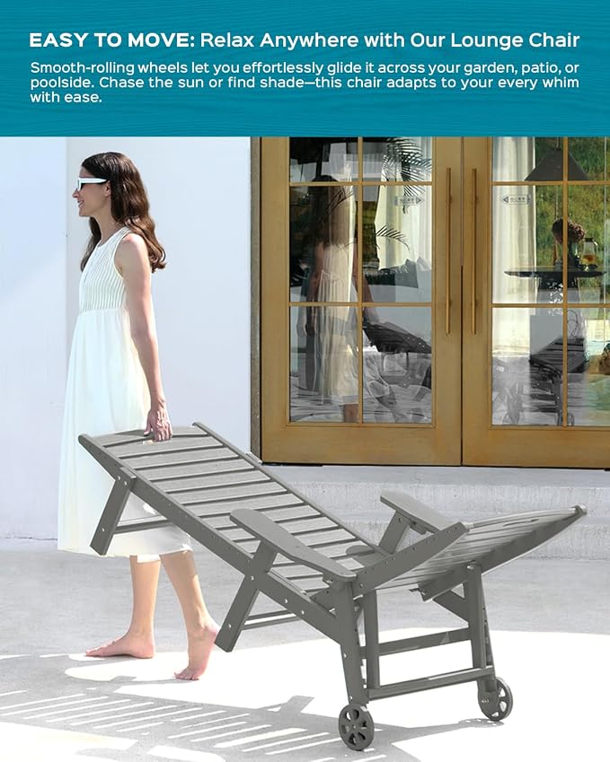 Ciokea Outdoor Lounge Chair Set of 4, All Weather Patio Chaise Lounge Chairs - Image 6
