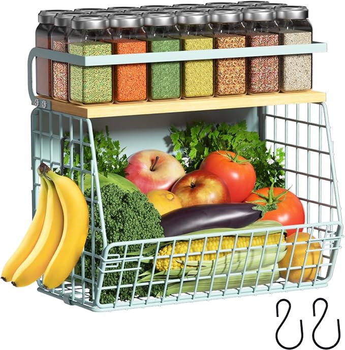 Magnetic Shelf for Fridge with Wood Lid, Fruit Potato and Onion Storage Bins by Ofiray-home