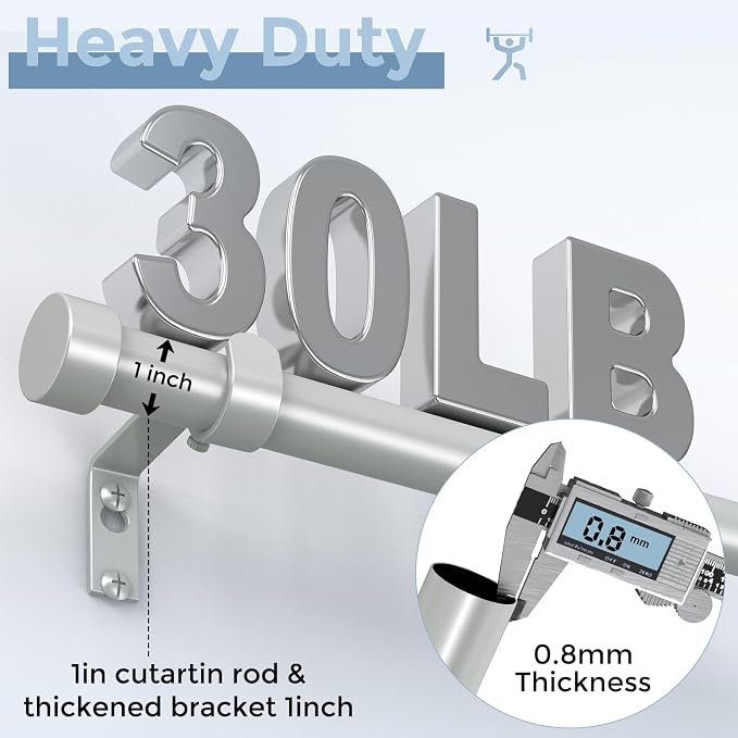 VOIIY 2 Pack Curtain Rods for Windows 28 to 48 Inch, Modern Adjustable Heavy - Image 3
