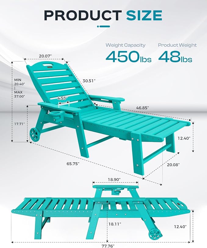 Ciokea Lounge Chair Outdoor, Oversized Chaise Lounge Chair - Image 3