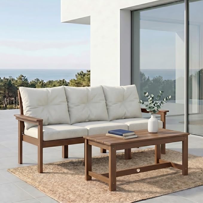 HDPE 4 Piece Patio Furniture Set, All-Weather Outdoor Couch by YourPerfectOutdoorEscape