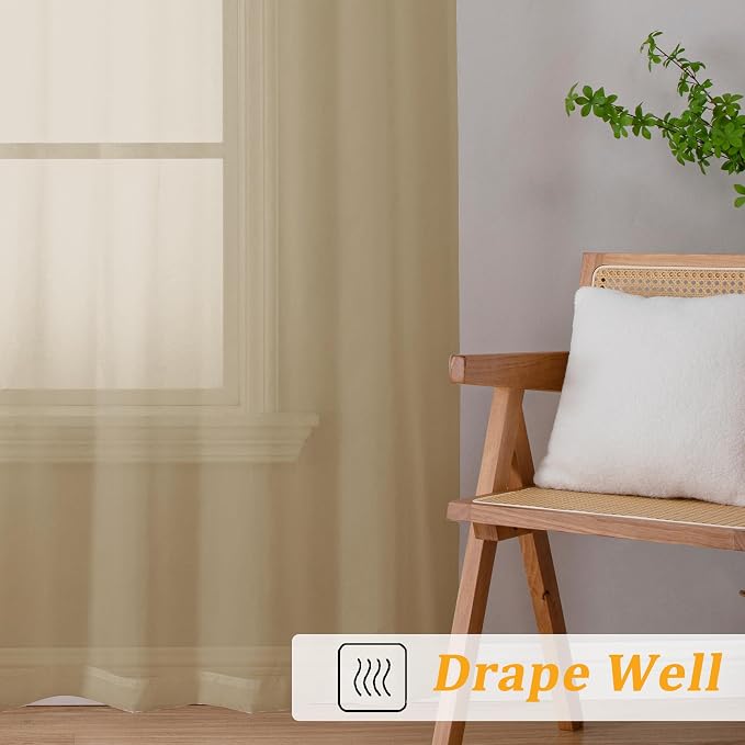 Gwine Taupe Valances for Windows, Small Light Filtering Rod Pocket Cafe Valance - Image 7