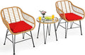Tangkula 3 Pieces Patio Bistro Set, Rattan Conversation Set by TANGKULA