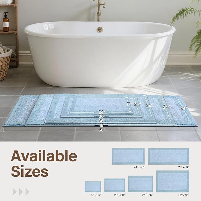 Bathroom Rugs 30x20 Non Slip Washable, Light Blue Bath Mat - Image 6