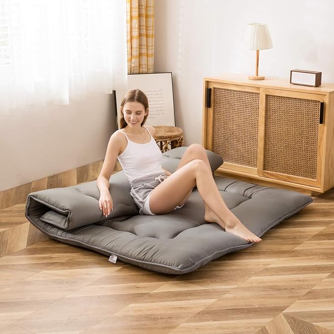 MAXYOYO Japanese Floor Mattress Futon Mattress, Charcoal Grey, Queen Size - Image 2
