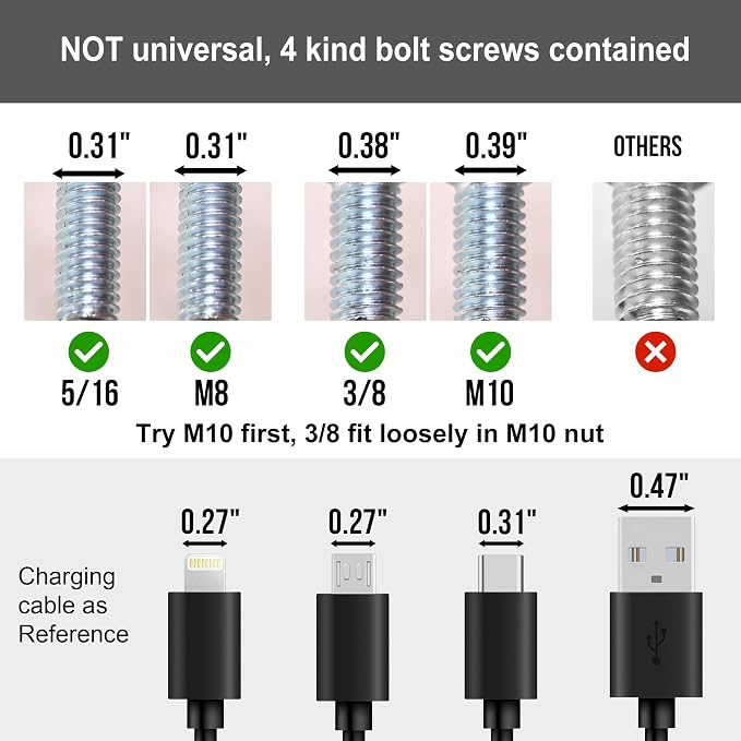 12 Inch Adjustable Bed Legs Replacement Screw in Furniture Support, 3 Sections - Image 3