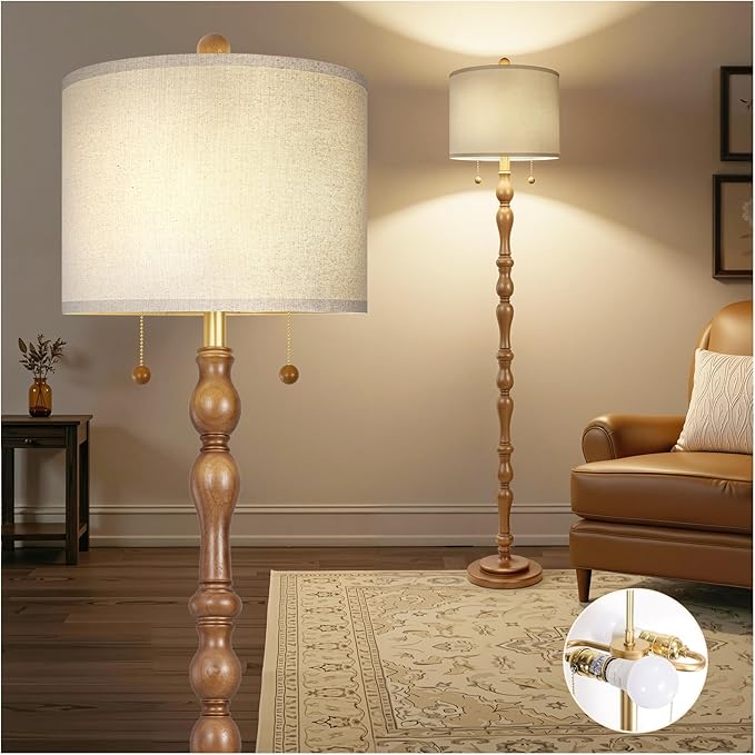Scenekoy 65.5 Natural Real Wood Floor Lamp by SCENEKOY
