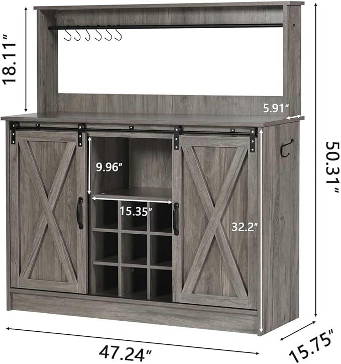 4ever2buy Farmhouse Coffee Bar Cabinet - Image 2
