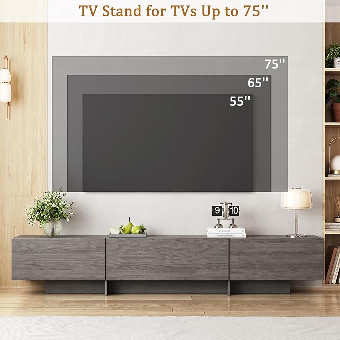 Coffee Table and TV Stand Set of 2, 76.4'' Modern TV Console, Entertainment - Image 4