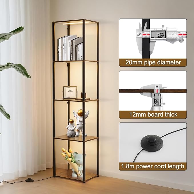 Corner Shelf with Lights, 5-Tier Display Shelf Curio Cabinet, 3 Color Dimmable - Image 6