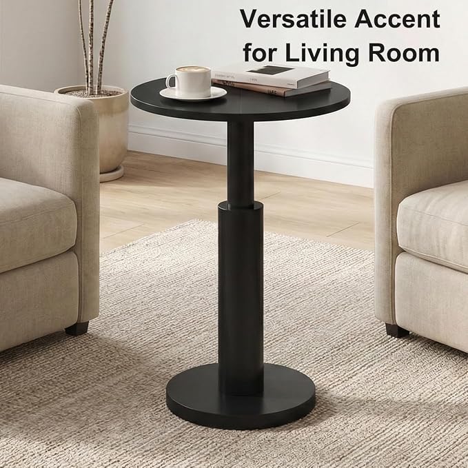 LAATOOREE Round Side Tables Set of 2, Pedestal Drink Table, Spacious Top - Image 4