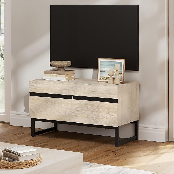 WAMPAT Modern TV Stand for 26-40 Inch TVs, Wood Entertainment Center by WAMPAT