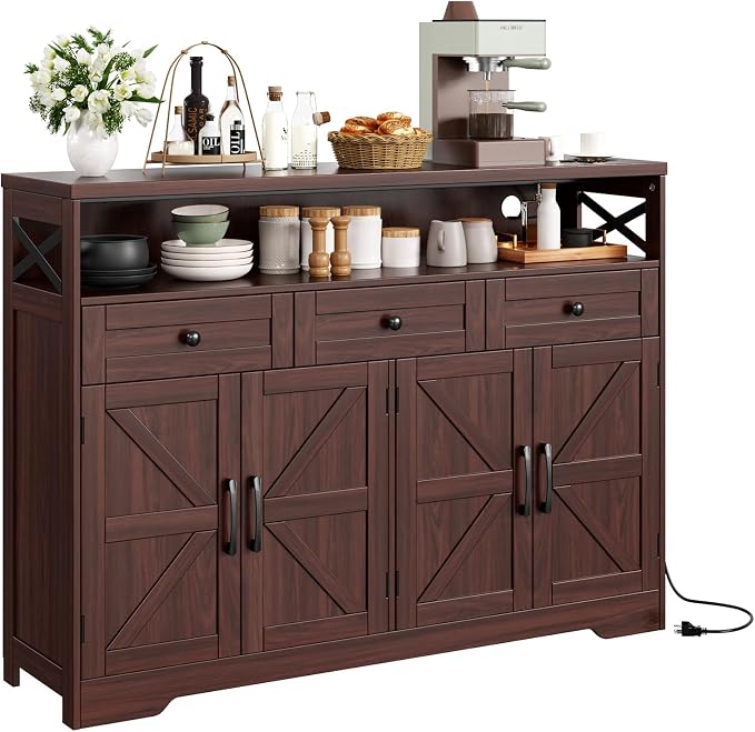 Befrases 52" L Modern Farmhouse Sideboard Buffet Cabinet, Kitchen Pantry Hutch by Befrases