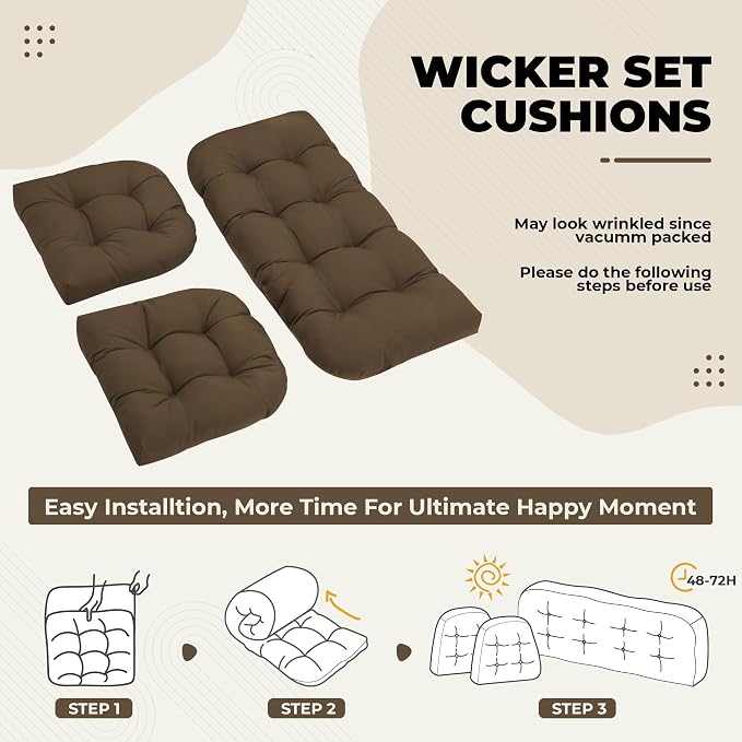 DANGHOOGY Wicker Chair Cushions, Waterproof Outdoor Loveseat Cushions - Image 6