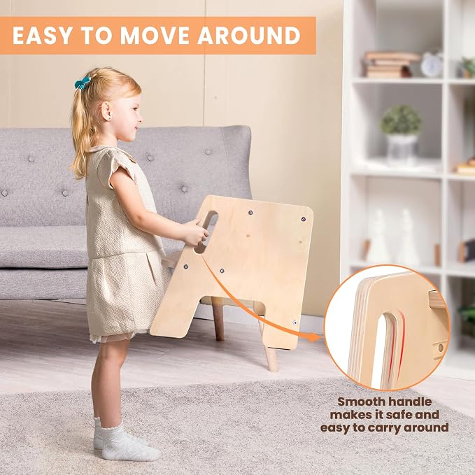 2 Pack Toddler Step Stool, Wooden Height-Adjustable 2-Step Stool - Image 4