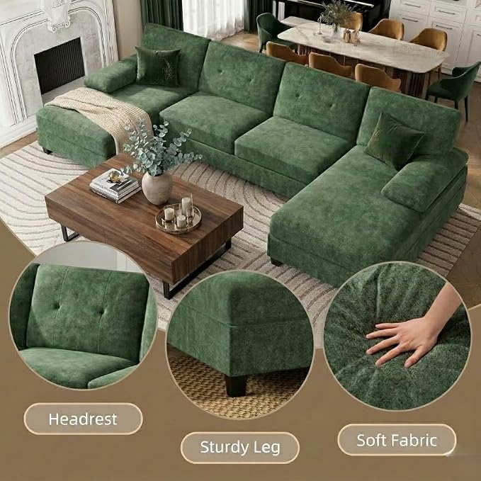 U-Shaped Sectional Couches for Living Room, 4 Seat Sofa - Image 4