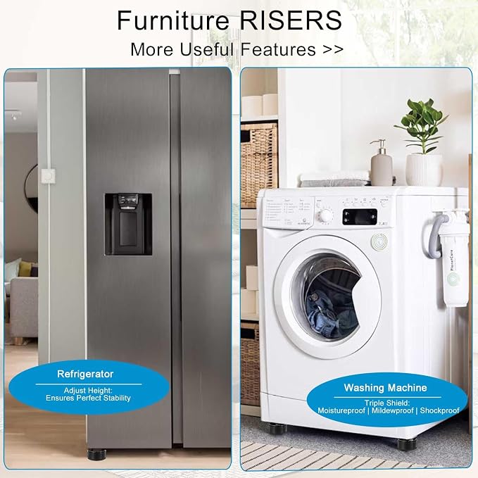 Bed Risers 1 inch, 2 inch, 3 inch, 4 inch Heavy Duty, Adjustable Furniture Riser - Image 4