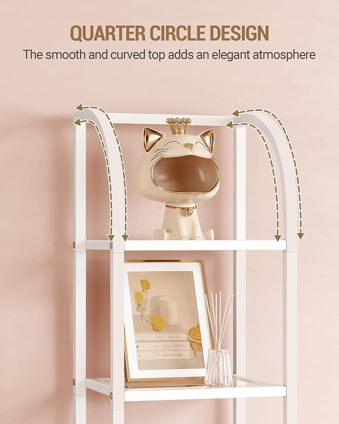 Hzuaneri Bookcase Bookshelf, Tempered Glass Arched Bookshelf - Image 7