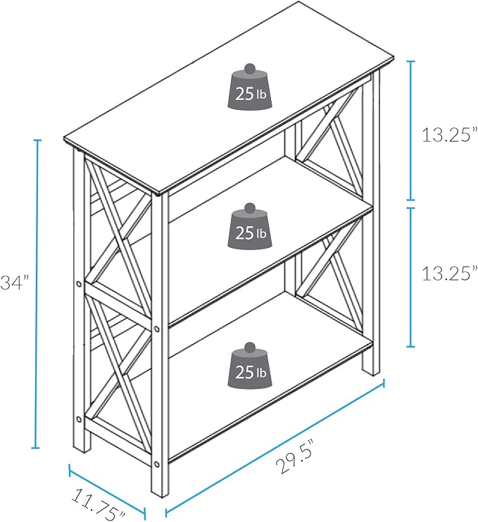Casual Home Montego 3-Shelf Bookcase - Image 3